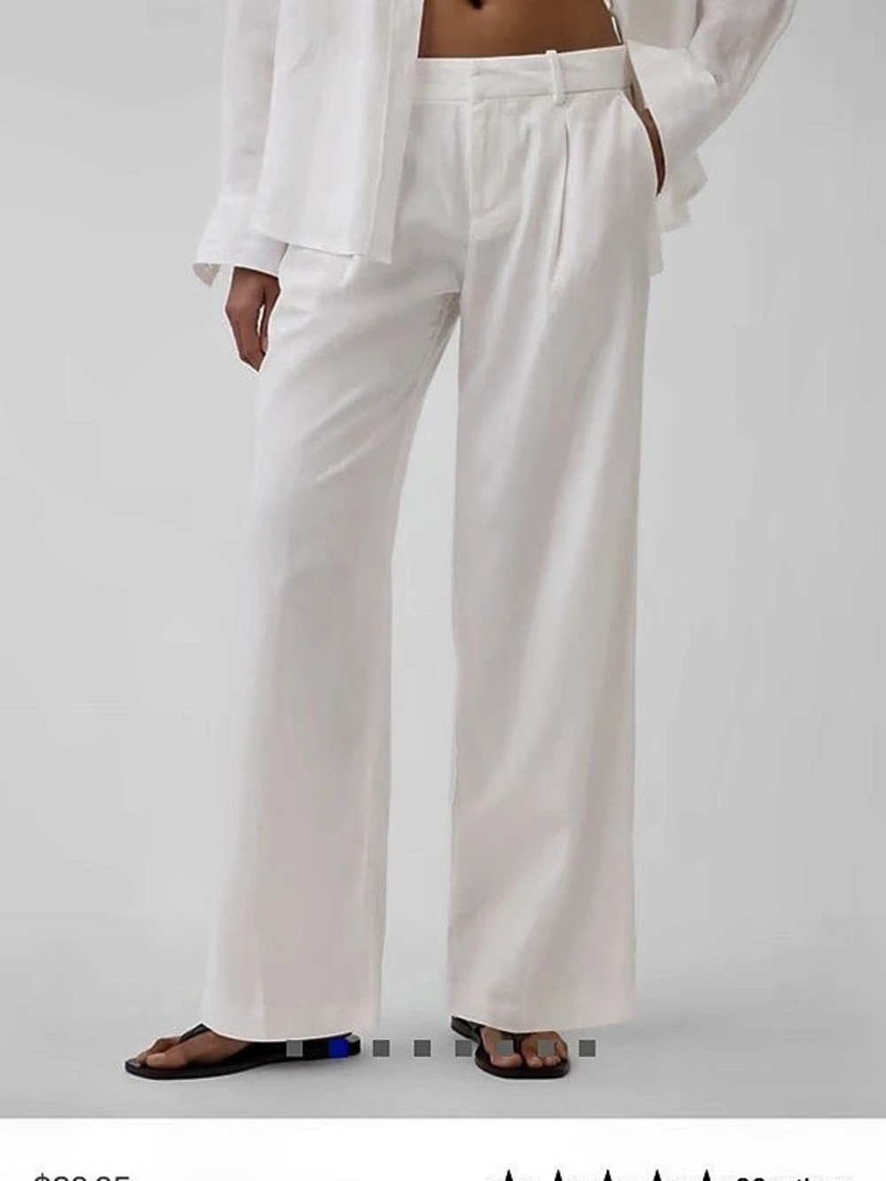 Gap 365 Low Rise Linen-Blend Trousers Wide Leg Off White